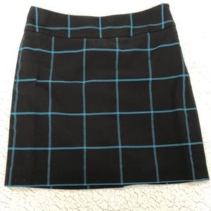 💚Loft Petite Black & Teal Pencil Skirt Size 2P/0